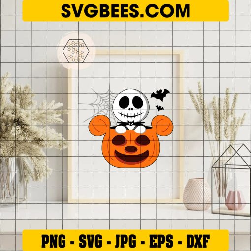 Pumpkin Jack Skellington Svg, Halloween Svg, Cut File, Cricut, Png, Vector on Frame