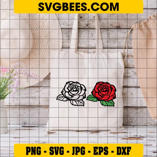 Rose Day Flower Svg, Flower Clipart, Red Rose Svg on Bag