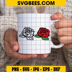 Rose Day Flower Svg, Flower Clipart, Red Rose Svg on Cup