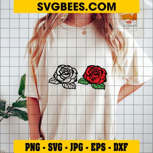 Rose Day Flower Svg, Flower Clipart, Red Rose Svg on Shirt