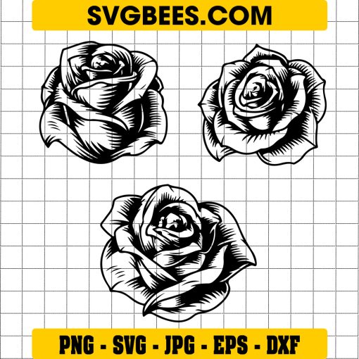 Rose Line Art Black Rose Outline Rose Svg Rose SVG