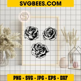 Rose Line Art Black Rose Outline Rose Svg Rose SVG | SVGbee - SVGbees