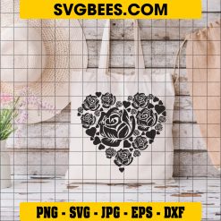 Rose Line Art SVG Valentine's Day Svg, Flower SVG on Bag