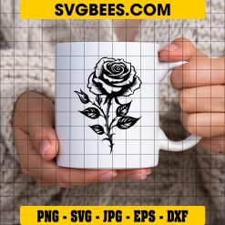 Rose Shape Svg, Rose Silhouette, Rose Clipart Rose Files on Cup