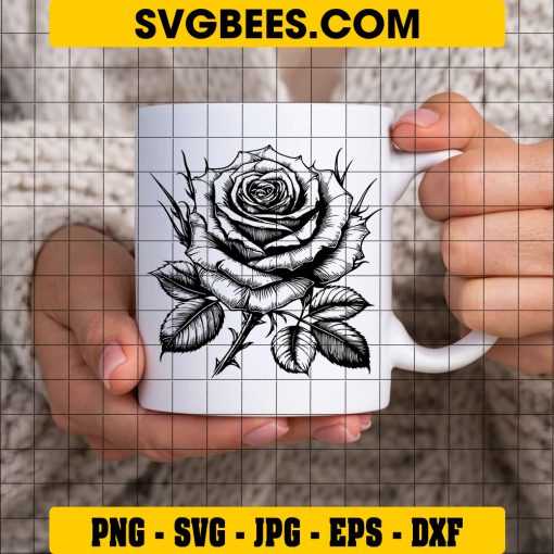Rose Svg Rose Silhouette on Cup