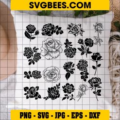 Rose Svg, Svg Bundle, Flower Svg, Valentines Day Svg, Flowers Svg on Pillow