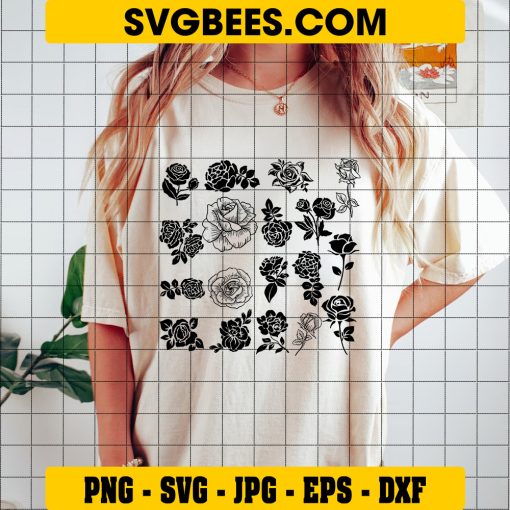 Rose Svg, Svg Bundle, Flower Svg, Valentines Day Svg, Flowers Svg on Shirt