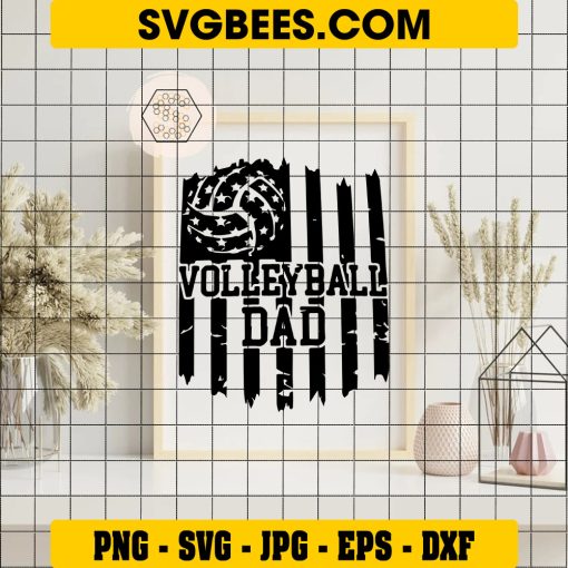 Volleyball Dad Svg, Sport Dad Svg, Volleyball Flag Svg on Frame