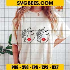 Woman Head With Rose Day SVG on Shirt