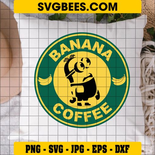 Banana Coffee Svg, Minions Coffee Svg, Funny Drinks Svg on Pillow