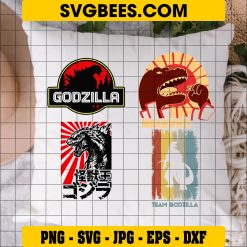 Godzilla Bundle SVG, Godzilla Silhouette, Godzilla Cut File, Godzilla Clip Art, Godzilla Vector, Monster SVG PNG DXF EPS on Pillow