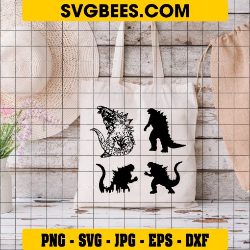 Godzilla Bundle SVG PNG DXF EPS Instant Download Files For Cricut Silhouette, Vector on Bag