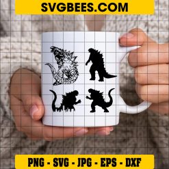 Godzilla Bundle SVG PNG DXF EPS Instant Download Files For Cricut Silhouette, Vector on Cup