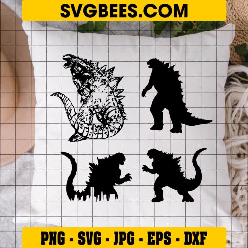Godzilla Bundle SVG PNG DXF EPS Instant Download Files For Cricut Silhouette, Vector on Pillow