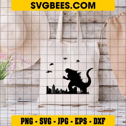 Godzilla City SVG Png, Dxf, Silhouette Godzilla Svg Cut File Cricut on Bag