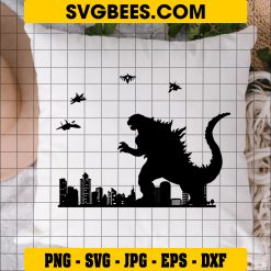 Godzilla City SVG Png, Dxf, Silhouette Godzilla Svg Cut File Cricut on Pillow