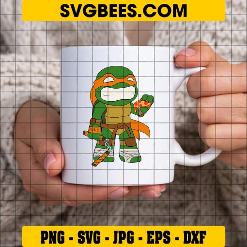 Ninja Turtles Mikey SVG for Cricut Turtle Silhouette SVG on Cup