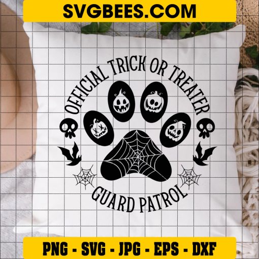 Official Trick Or Treater Svg, Dog Halloween Svg, Guard Patrol Svg on Pillow