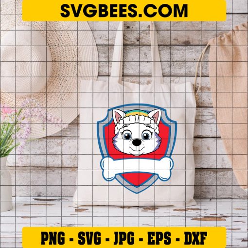 Paw Patrol Everest Logo Svg, Siberian Husky Svg, Everest Custom Name Svg on Bag