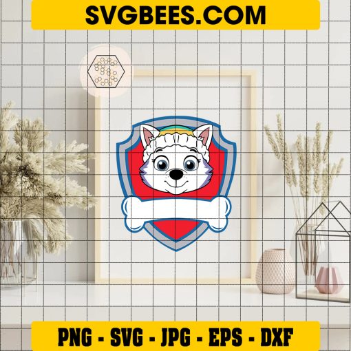 Paw Patrol Everest Logo Svg, Siberian Husky Svg, Everest Custom Name Svg on Frame