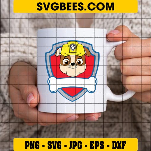 Paw Patrol Rubble Logo Svg, Rubble Bulldog Svg, Rubble Custom Name Svg on Cup