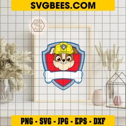 Paw Patrol Rubble Logo Svg, Rubble Bulldog Svg, Rubble Custom Name Svg on Frame