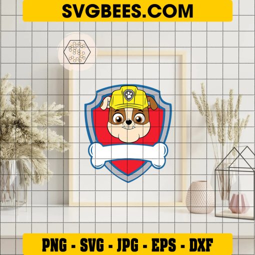 Paw Patrol Rubble Logo Svg, Rubble Bulldog Svg, Rubble Custom Name Svg on Frame