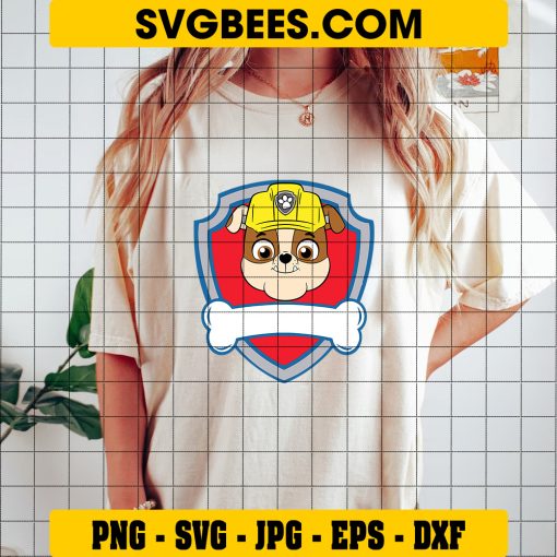 Paw Patrol Rubble Logo Svg, Rubble Bulldog Svg, Rubble Custom Name Svg on Shirt