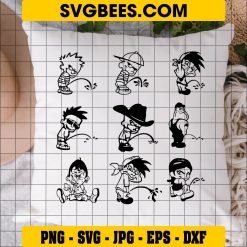 Peeing Boy SVG, WC svg, Peeing Boy Clipart SVG, Calvin Peeing SVG on Pillow