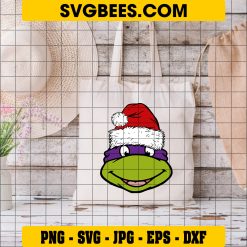 Santa Donatello Svg, Christmas Ninja Turtles Face Svg, TMNT Xmas Svg on Bag