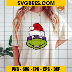 Santa Donatello Svg, Christmas Ninja Turtles Face Svg, TMNT Xmas Svg on Shirt
