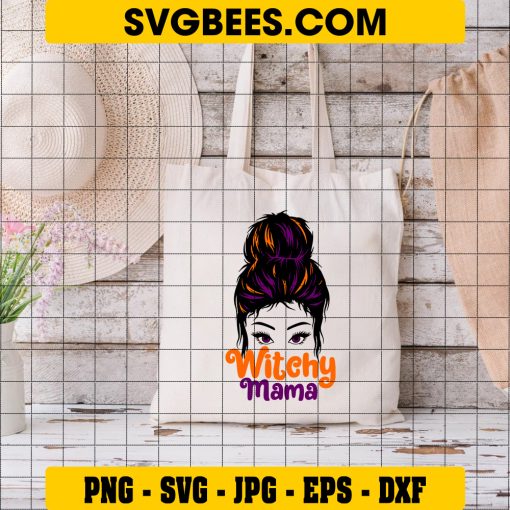 Witchy Mama Svg, Halloween Mom Svg, Halloween Witch Svg on Bag