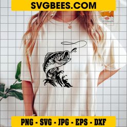 Bass Fishing Svg, Fish Svg, Hook Fresh Water Hunting Largemouth Smallmouth Striped Svg Png Dxf Eps on Shirt