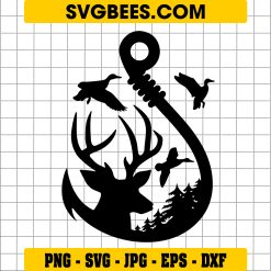 Deer SVG, Duck SVG, Hook SVG, Hunting SVG, Fishing SVG, US Outdoor Hunting SVG PNG DXF EPS
