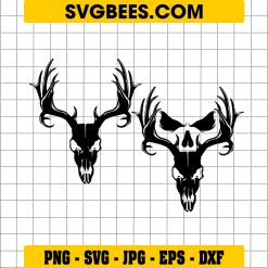 Deer Skull Svg Cut Files, Deer Head Skull Svg, Skull Animal Svg, Deer Antler Skull Svg, Deer Hunting Svg, Hunting Svg, Skull Cut File