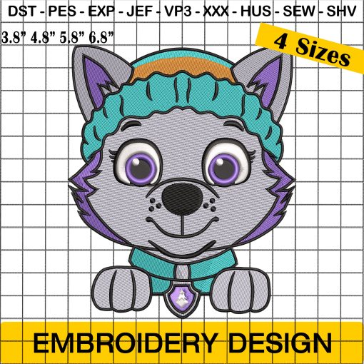 Everest Dog Embroidery Design, Paw Patrol Embroidery