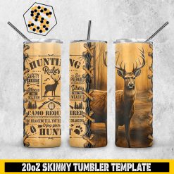 Hunting Rules 20oz Tumbler Wrap Sublimation, Deer Hunter Tumbler PNG