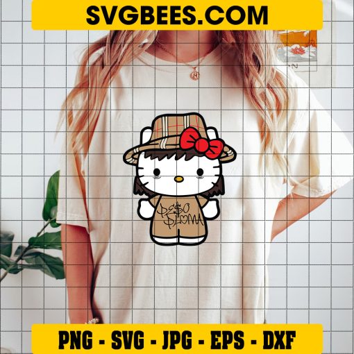 Peso Pluma Hello Kitty Burberry Hat SVG, Peso Pluma Kitty Cat SVG, Regional Mexican Music SVG PNG DXF EPS on Shirt