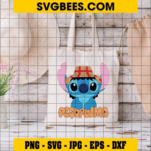 Peso Pluma Stitch SVG, Funny Peso Pluma Lilo Stitch SVG PNG DXF EPS Files on Bag