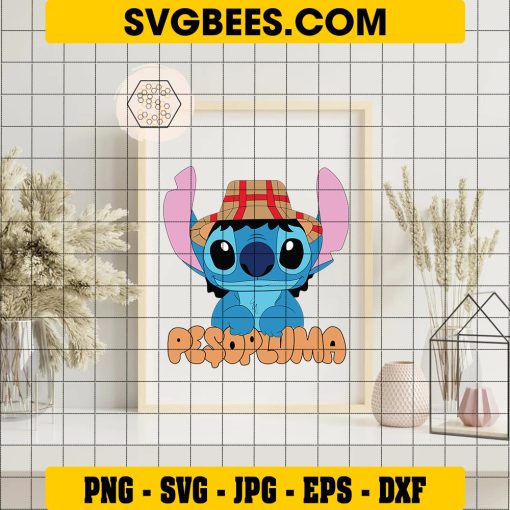 Peso Pluma Stitch SVG, Funny Peso Pluma Lilo Stitch SVG PNG DXF EPS Files on Frame