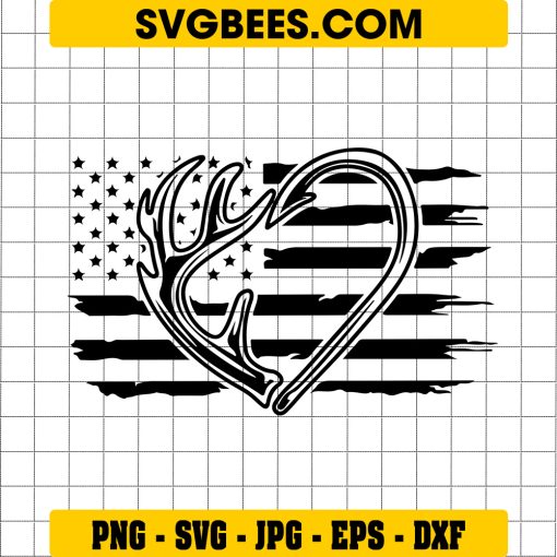 US Deer Hunting Fishing Heart Svg, Fishing Cut Files, US Hunting Svg, Hunting Shirt ,Fish Hunting Svg, Deer Outdoor Svg, Fishing Svg