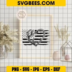 US Deer Hunting Fishing Heart Svg, Fishing Cut Files, US Hunting Svg, Hunting Shirt ,Fish Hunting Svg, Deer Outdoor Svg, Fishing Svg on Frame