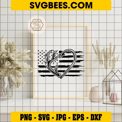 US Deer Hunting Fishing Heart Svg, Fishing Cut Files, US Hunting Svg, Hunting Shirt ,Fish Hunting Svg, Deer Outdoor Svg, Fishing Svg on Frame