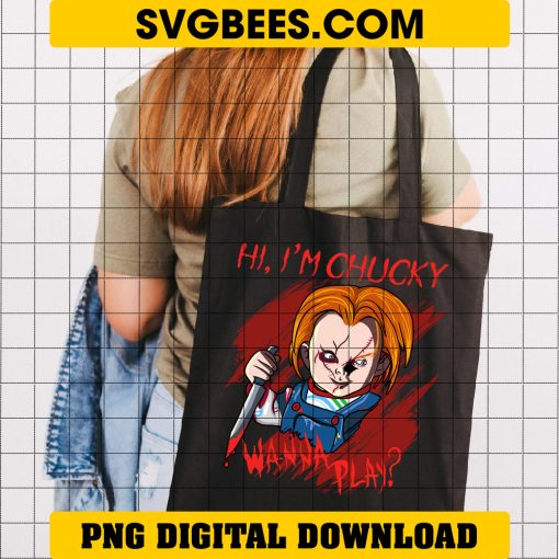 Chucky Horror Halloween Im Chucky Wanna Play PNG File on Bag