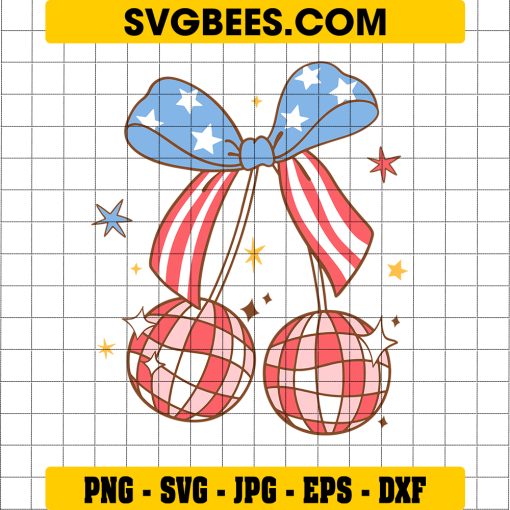 Coquette 4th Of July Svg, Cherry With Bowtie Svg, American Girly Svg