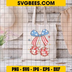 Coquette 4th Of July Svg, Cherry With Bowtie Svg, American Girly Svg on bag