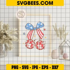 Coquette 4th Of July Svg, Cherry With Bowtie Svg, American Girly Svg on frame