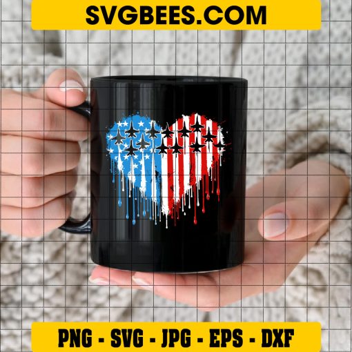 Fighter Jets 4th Of July SVG PNG, Patriotic Red White Blue USA Flag SVG, Fighter Jets With USA Flag DXF SVG PNG EPS on Cup
