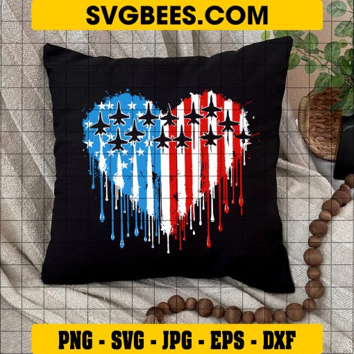Fighter Jets 4th Of July SVG PNG, Patriotic Red White Blue USA Flag SVG, Fighter Jets With USA Flag DXF SVG PNG EPS on Pillow