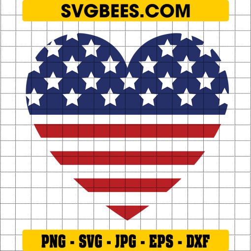 Fourth Of July SVG, American Flag Heart Independence Day 4th Of July SVG